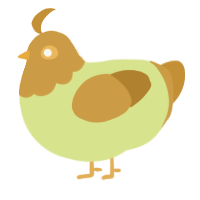 A lemon and gold chicken with a head pattern