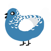 How Soon Is Now, a sapphire and mist chicken with a half-lace pattern