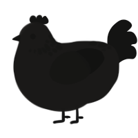 A sable and black chicken with a neck-speckle pattern