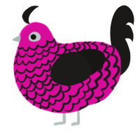 Punk, a fuchsia and sable chicken with a lace pattern