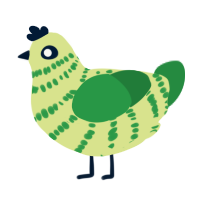 A lemon and viridian chicken with a bar pattern