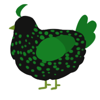 A black and leaf chicken with a speckle pattern