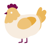 A cream and honey chicken with a head pattern