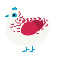 Firecracker Popsicle, a white and crimson chicken with a half-lace pattern