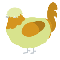 A lemon and ochre chicken with a head pattern