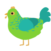 (unnamed), a grass and turquoise chicken with a half-lace pattern