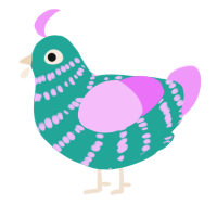 A turquoise and lavender chicken with a bar pattern