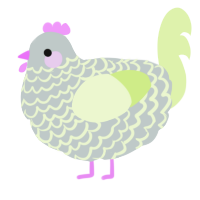A silver and apple chicken with a lace pattern