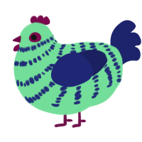 Home, a spring and navy chicken with a bar pattern