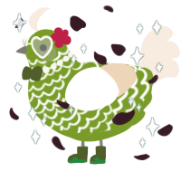 A chartreuse and cream chicken with a lace pattern