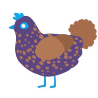 A overcast and brown chicken with a speckle pattern