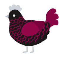 A sable and maroon chicken with a lace pattern