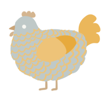 A silver and honey chicken with a lace pattern