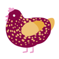 A maroon and honey chicken with a speckle pattern