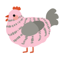 A rose and ash chicken with a bar pattern
