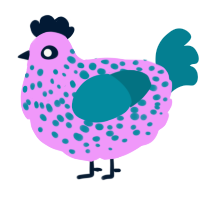 A lavender and sea chicken with a speckle pattern