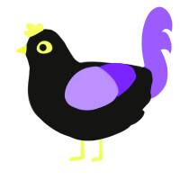 moonwalker, a black and lilac chicken