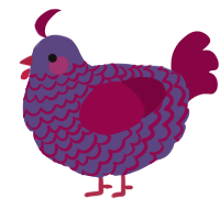 A overcast and maroon chicken with a lace pattern