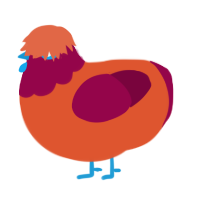Pomegranate Seed, a vermilion and maroon chicken with a head pattern