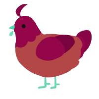 A red and maroon chicken with a head pattern
