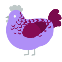Purble, a lilac and wine chicken with a half-lace pattern
