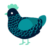 A tumblr and teal chicken with a lace pattern