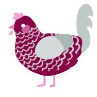 Lipstick, a maroon and silver chicken with a lace pattern