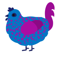 A sapphire and plum chicken with a speckle pattern