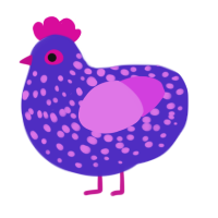 A indigo and orchid chicken with a speckle pattern