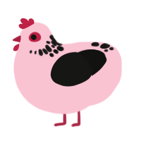 Moth-Eaten, a rose and black chicken with a neck-speckle pattern