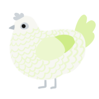 A white and apple chicken with a lace pattern