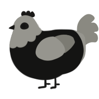 A black and ash chicken with a head pattern