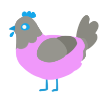A lavender and ash chicken with a head pattern