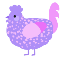 A lilac and lavender chicken with a speckle pattern