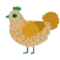 A beige and ochre chicken with a speckle pattern