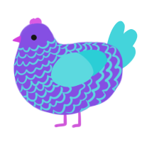 (unnamed), a blurple and aqua chicken with a lace pattern