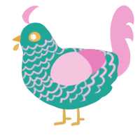 Dragonfruit Matcha, a turquoise and pink chicken with a lace pattern