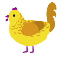 A yellow and ochre chicken with a half-lace pattern