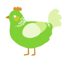 A grass and apple chicken with a neck-band pattern