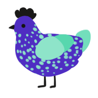 A indigo and mint chicken with a speckle pattern