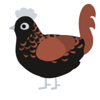 Toil, a sable and russet chicken with a half-lace pattern