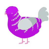 A amethyst and silver chicken with a half-bar pattern