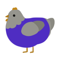 A indigo and ash chicken with a head pattern