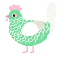 A spring and white chicken with a lace pattern