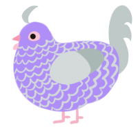 A lilac and silver chicken with a lace pattern