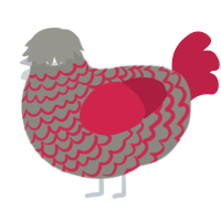 A ash and crimson chicken with a lace pattern