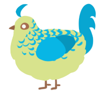 A lemon and cerulean chicken with a half-lace pattern