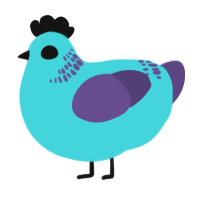 A aqua and overcast chicken with a neck-band pattern