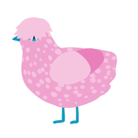 A pink chicken with a speckle pattern