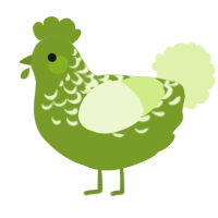 A chartreuse and apple chicken with a half-lace pattern